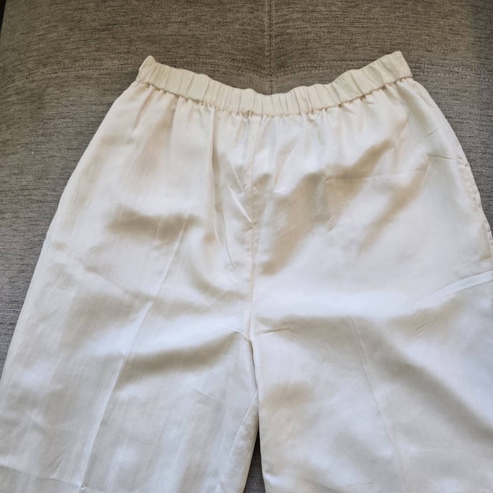 Vintage Pierre Cardin EUC Elegant Lined Ivory Wide-Leg 100% Silk Pants Sz Sm. - Picture 3 of 7